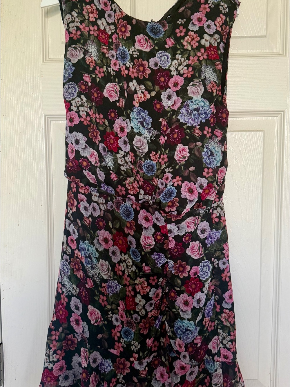 Express Black Dress with Pink and Blue Floral Print